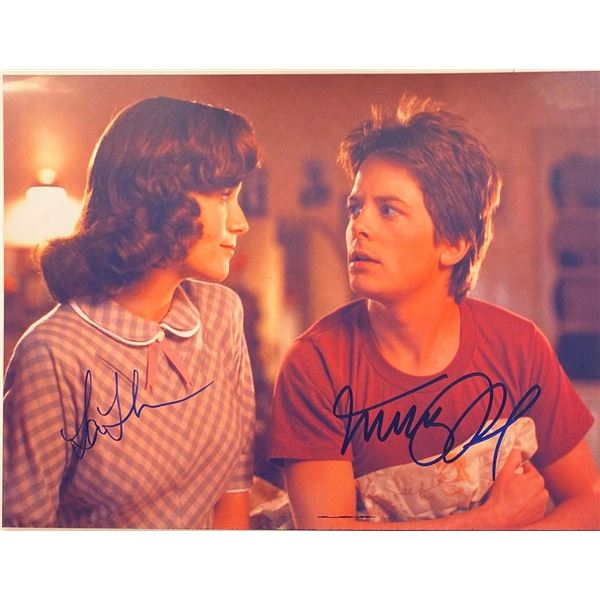 Back to the Future Lea Thompson and Michael J. Fox facsimile signed  movie photo