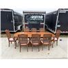 Image 2 : SOLID WOOD TABLE WITH EIGHT (8) CHAIRS AND THREE (3) LEAVES