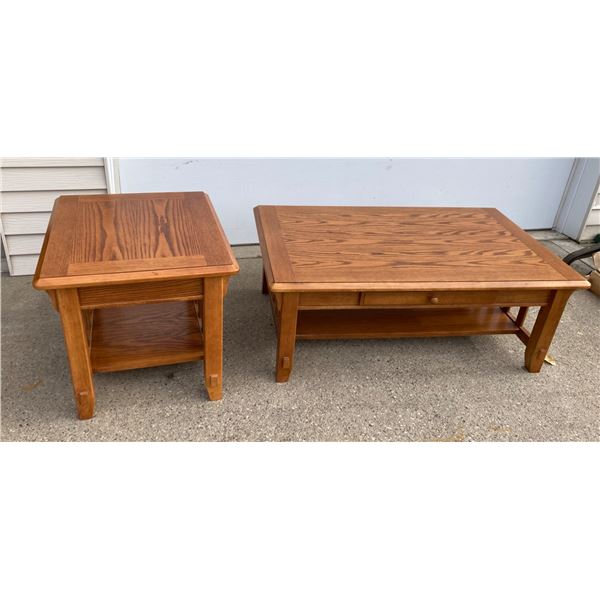 CONTEMPORARY MISSION STYLE COFFEE TABLE AND END TABLE