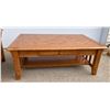 Image 2 : CONTEMPORARY MISSION STYLE COFFEE TABLE AND END TABLE
