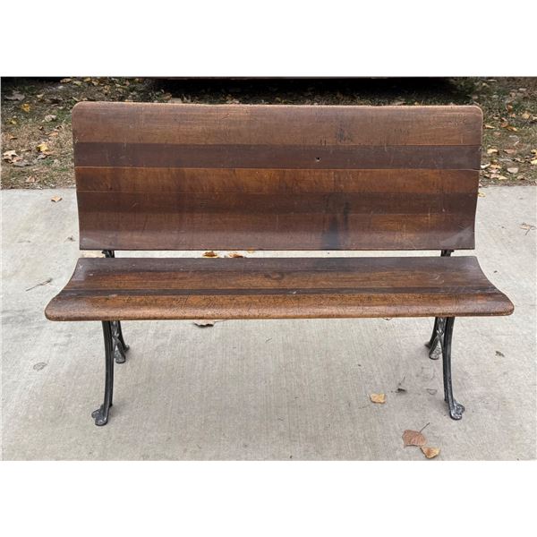 ANTIQUE FOLDING DESK BENCH - GORGEOUS WROUGHT IRON LEGS