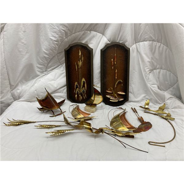 VINTAGE 1970S METAL WALL AND DESK ART; MID-CENTURY MODERN!