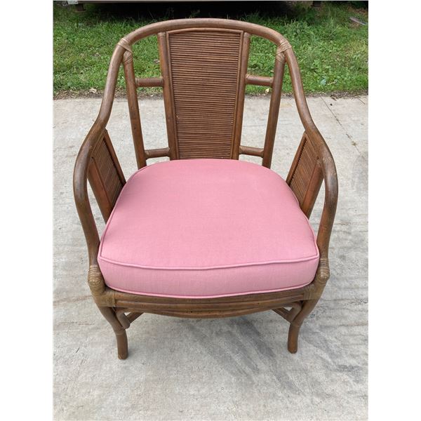 MID-20TH-CENTURY BOHO CHIC BAMBOO RATTAN AND WICKER KAREDSEN ARM CHAIR BY STANTON COOPER LTC