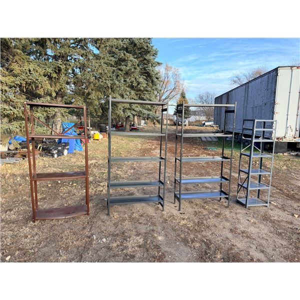 METAL SHELVES, LOT OF 4
