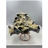 Image 1 : 8 X 8 INCH BLACK CRYSTAL WITH YELLOW CALCITE QUARTZ  SPECIMEN ON  STAND COLLECTOR PIECE