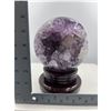 Image 9 : 16 INCH CIRCUMFERENCE AMETHYST SPHERE WITH CALCITE  FROM BRAZIL