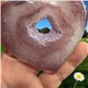 Image 1 : Agate Heart Shaped Stone with natural hole 3.5 inch