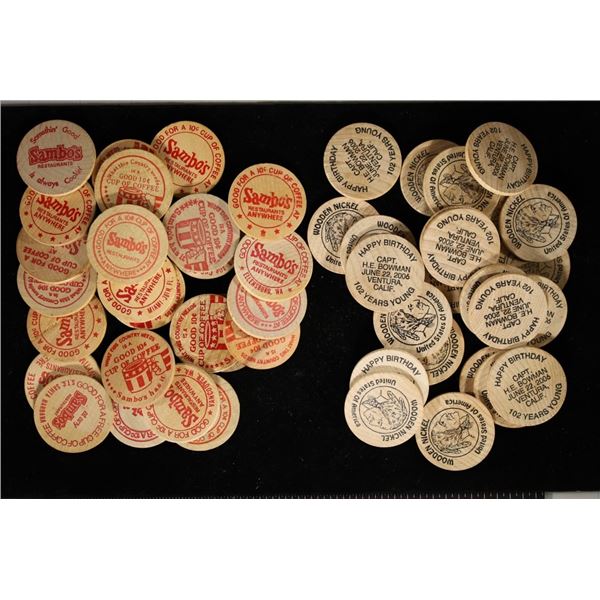 50 WOODEN NICKELS: 25 SAMBOS AND 25-102ND BDAY
