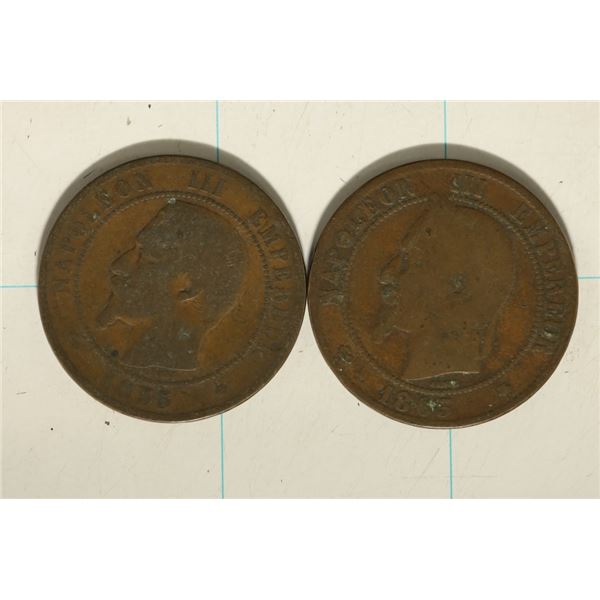 1855-BB & 1863-A FRANCE 10 CENTIMES