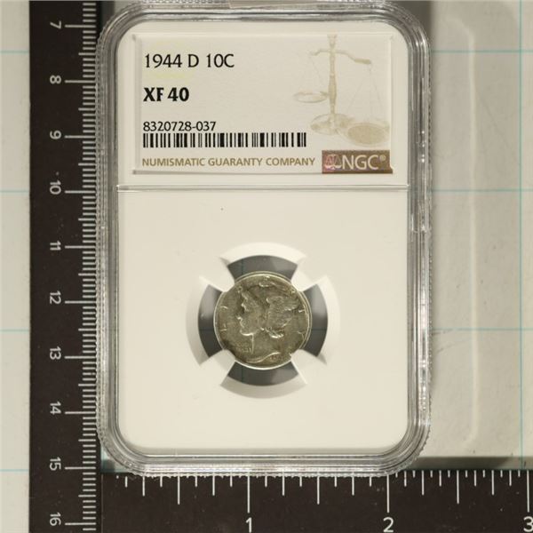 1944-D SILVER MERCURY DIME NGC XF40