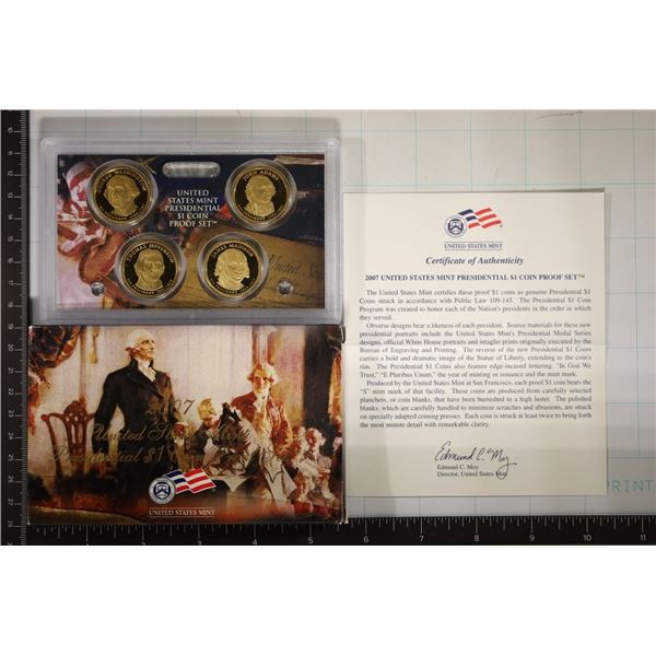 2007 US PRESIDENTIAL DOLLAR 4 COIN PF SET IN BOX