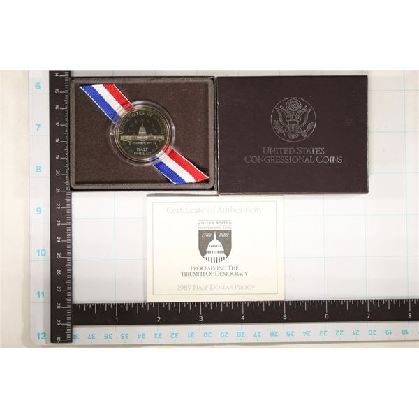 1989-S US CONGRESS PF HALF DOLLAR WITH CERTIFICATE