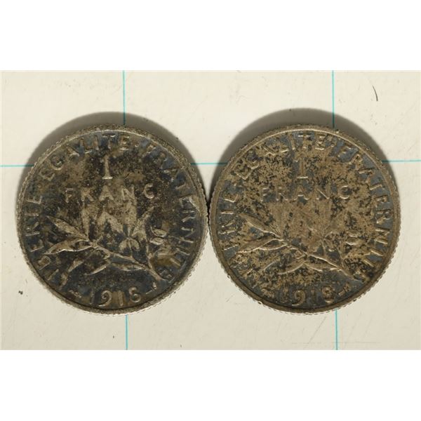 2-1918 FRANCE SILVER 1 FRANCS .2684 OZ. ASW