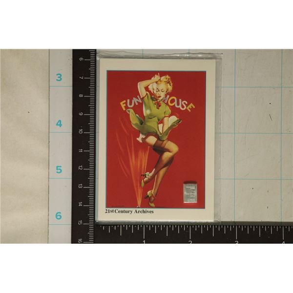 GIL ELVGREN ARTIST PINUP CARD WITH 1 GRAM VALCAMBI