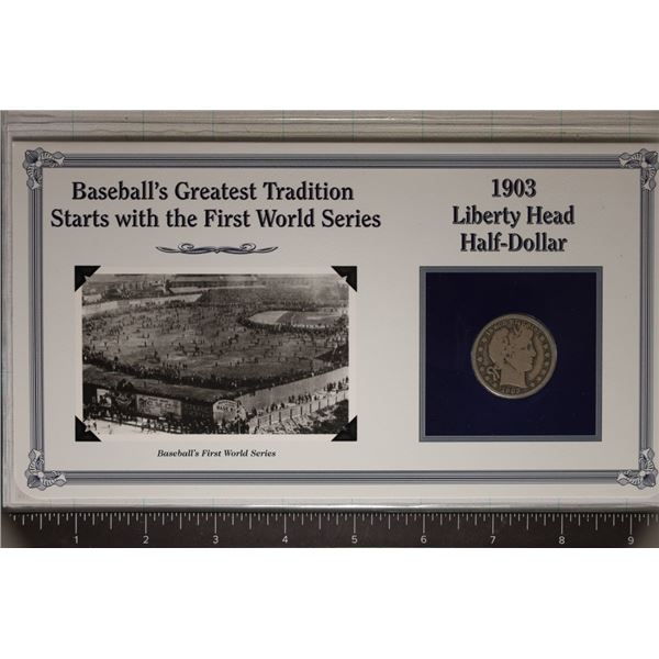 1903-O SILVER BARBER HALF DOLLAR IN INFO CARD
