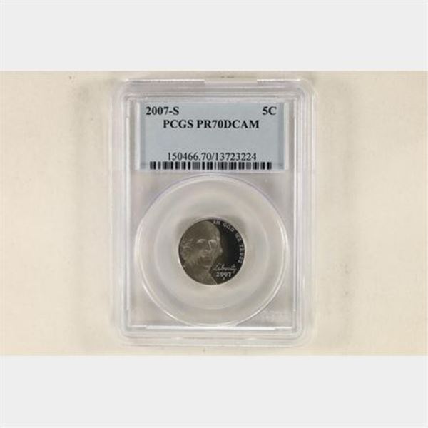 2007-S JEFFERSON NICKEL PCGS PR70 DCAM