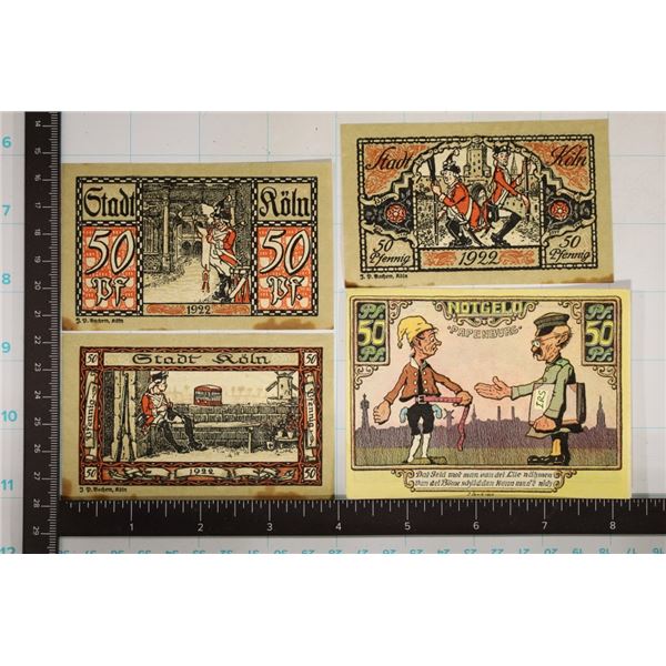 4-1922 GERMAN NOTGELDS: 4-50 PFENNIGS. 3 OF THEM