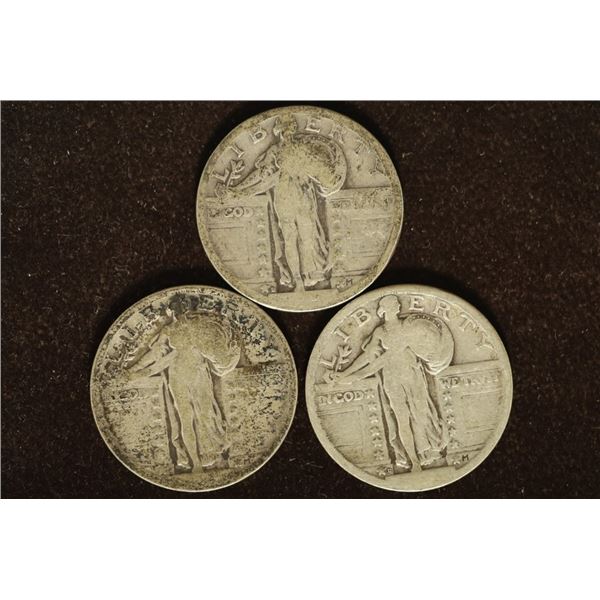 3-NO DATE STANDING LIBERTY QUARTERS
