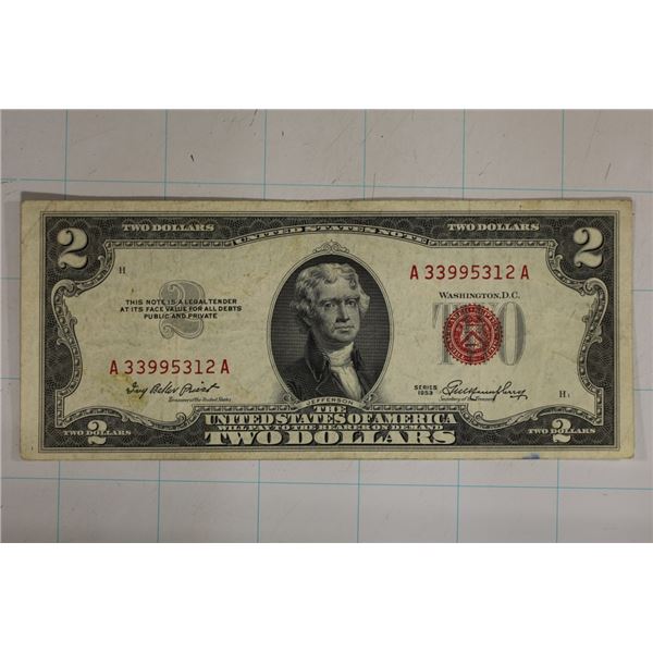 1953 US $2 RED SEAL NOTE