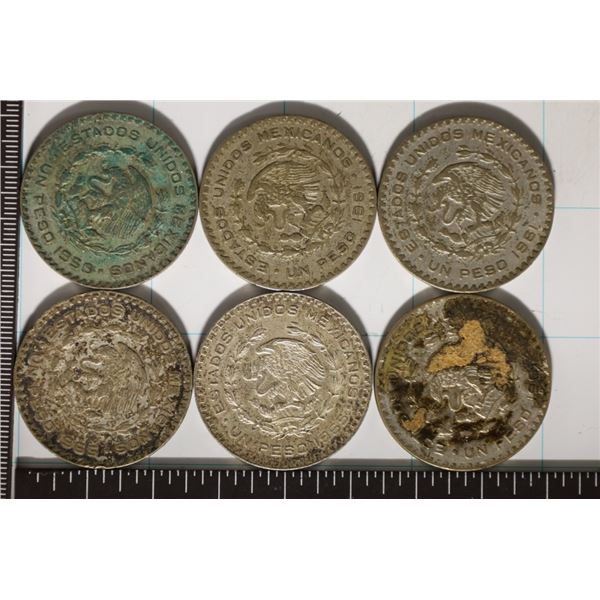 1958, 1961 & 3-1965 MEXICO SILVER PESOS .3084 OZ.