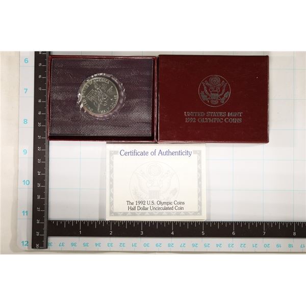 1992-P US OLYMPIC UNC HALF DOLLAR WITH CERTIFICATE