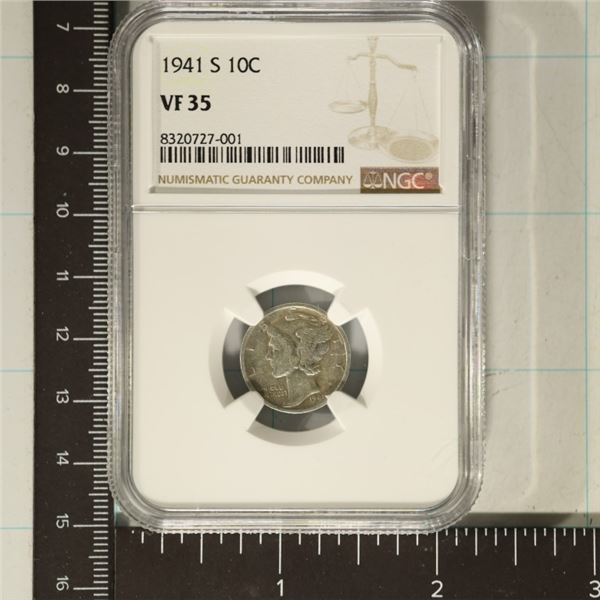1941-S SILVER MERCURY DIME NGC VERY FINE 35