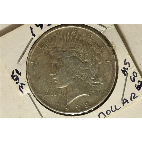 1922 PEACE SILVER DOLLAR