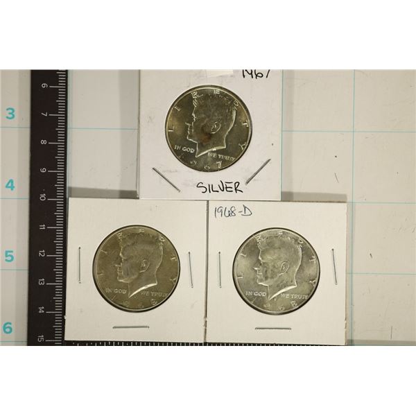 1967- 2-1968-D 40% SILVER JOHN F. KENNEDY HALVES