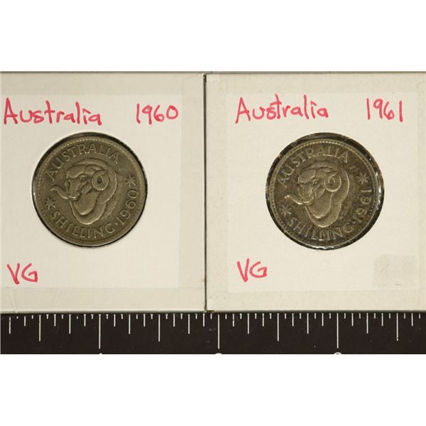 1960 & 1961 AUSTRALIA SILVER SHILLING COINS .1816