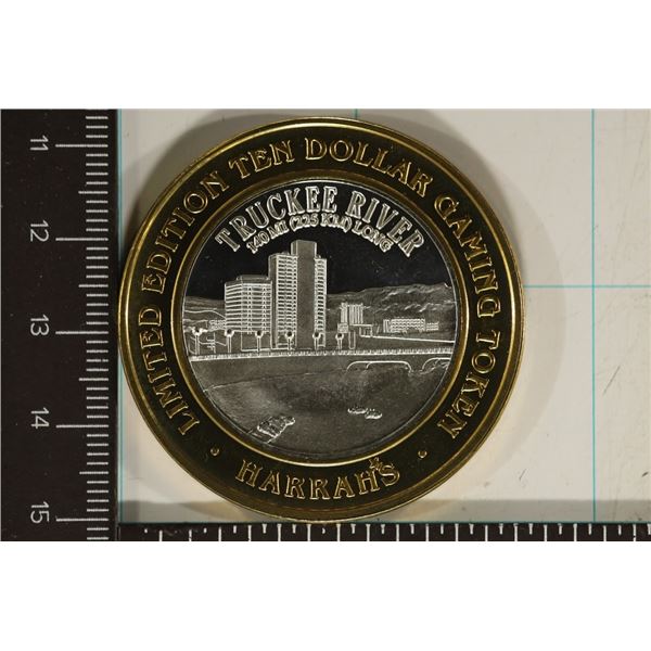 CASINO $10 SILVER TOKEN (UNC) HARRAH'S TRUCKEE