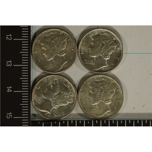 2-1939, 1941 & 1941-D SILVER MERCURY DIMES