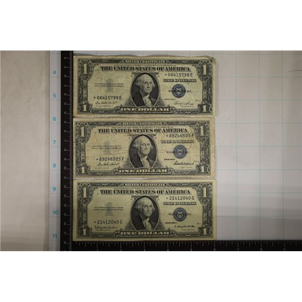 1935-E, 35-F & 35-H US $1 STAR NOTE SILVER CERTS