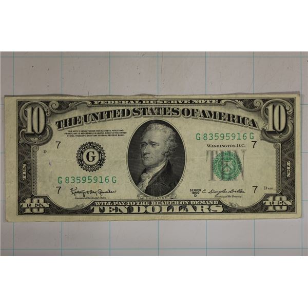 1950-D US $10 GREEN SEAL NOTE G83595916G