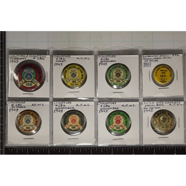 8-1937-1943 UNION PINS: CHAUFFURS, BARBERTON