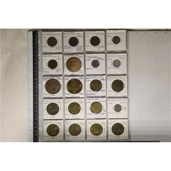 20-TRANSPORTATION TOKENS: 19 METAL & 1 WOODEN