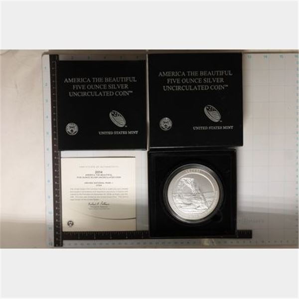 2014-P SILVER 5 OZ. AMERICA THE BEAUTIFUL ROUND