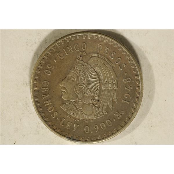 1948 MO SILVER 5 PESO .4179 OZ. ASW