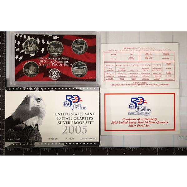2005 SILVER US 50 STATE QUARTERS PROOF SET IN
