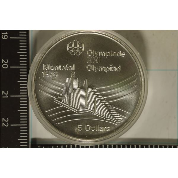1976 CANADA SILVER $5 UNC OLYMPIC .7227 OZ. ASW