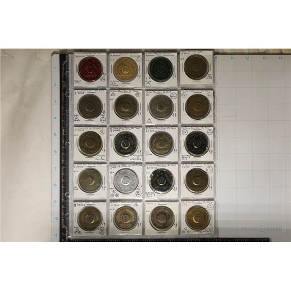 20 METAL AA MEDALLIONS FEATURING DIFFERENT YEARS