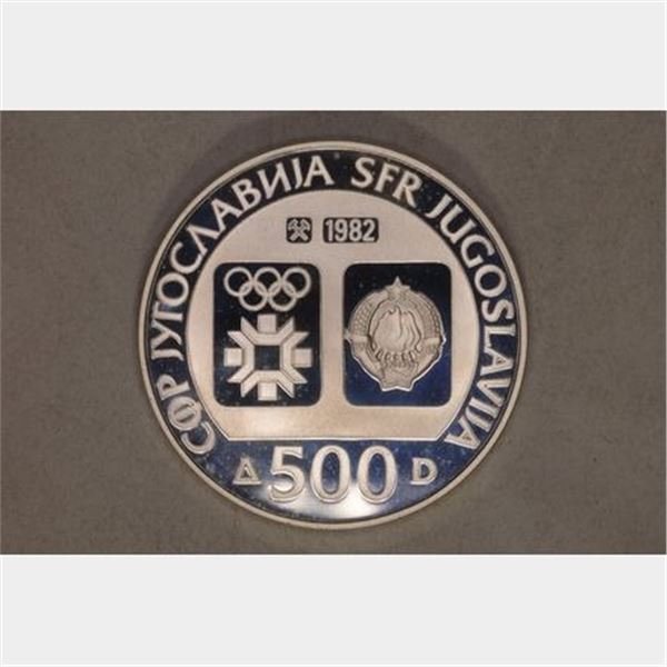 1982 YOGOSLAVIA SILVER 500 DINARA PF COIN