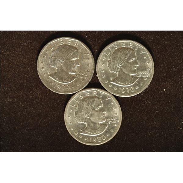 2-1979-P AND 1980-D SBA DOLLARS UNC