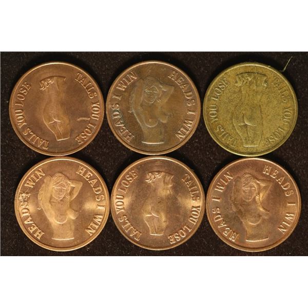 6 ADULT FLIPPER COINS: HEADS I WIN, TAILS YOU LOSE