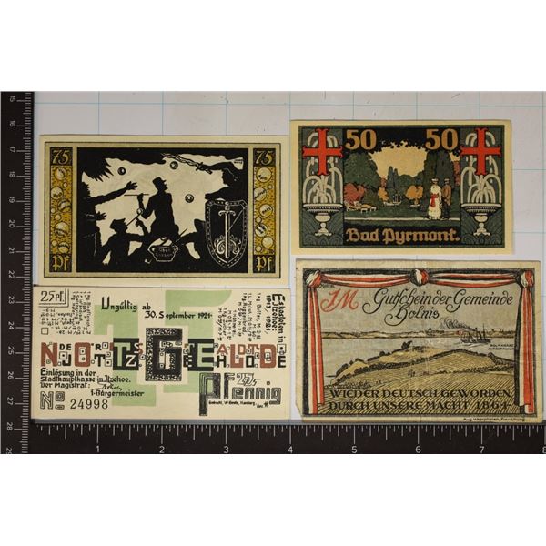 1-1920 & 3-1921 GERMAN NOTGELDS, 1 MARK, 25