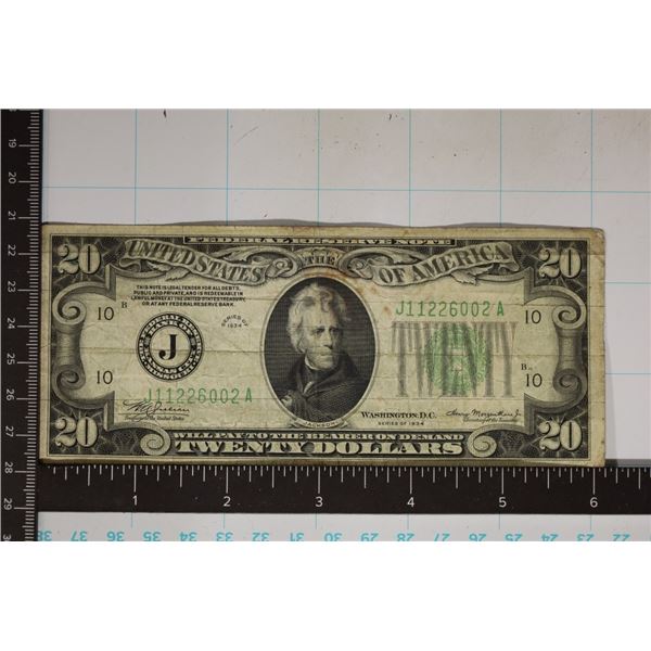 1934 US $20 FRN GREEN SEAL