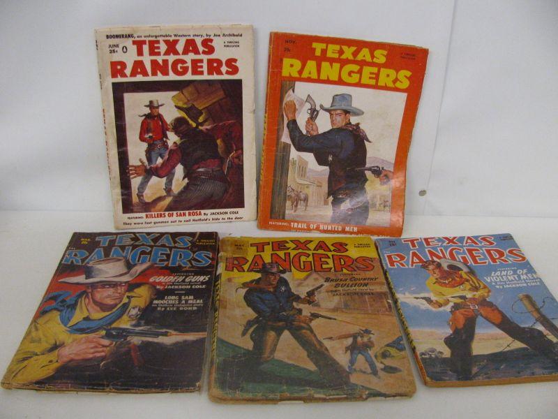 5 1950's 'Texas Ranger' Pulp Magazines