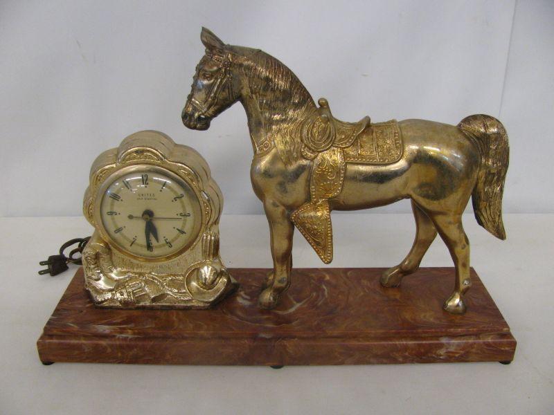 'United' Clock with Horse Statue