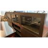 Image 4 : DARK WOOD/GLASS MODERN MEDIA CABINET APPROX 71"L X 16.5"D X 45"H