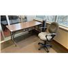 Image 1 : WOOD/METAL FOLDING TABLE, OSCILLATING FLOOR HEATER, MOBILE PADDED OFFICE CHAIR & WHITEBOARD