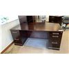 Image 2 : DARK WOOD EXECUTIVE OFFICE DESK & OFFICE FLOOR PROTECTOR, DESK APPROX 72"L X 39"D X 30"H